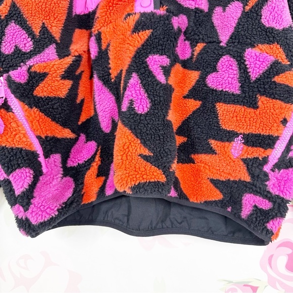 NEW Free People Movement Hit The Slopes Printed Hearts Pullover Fleece Jacket L - Picture 6 of 14